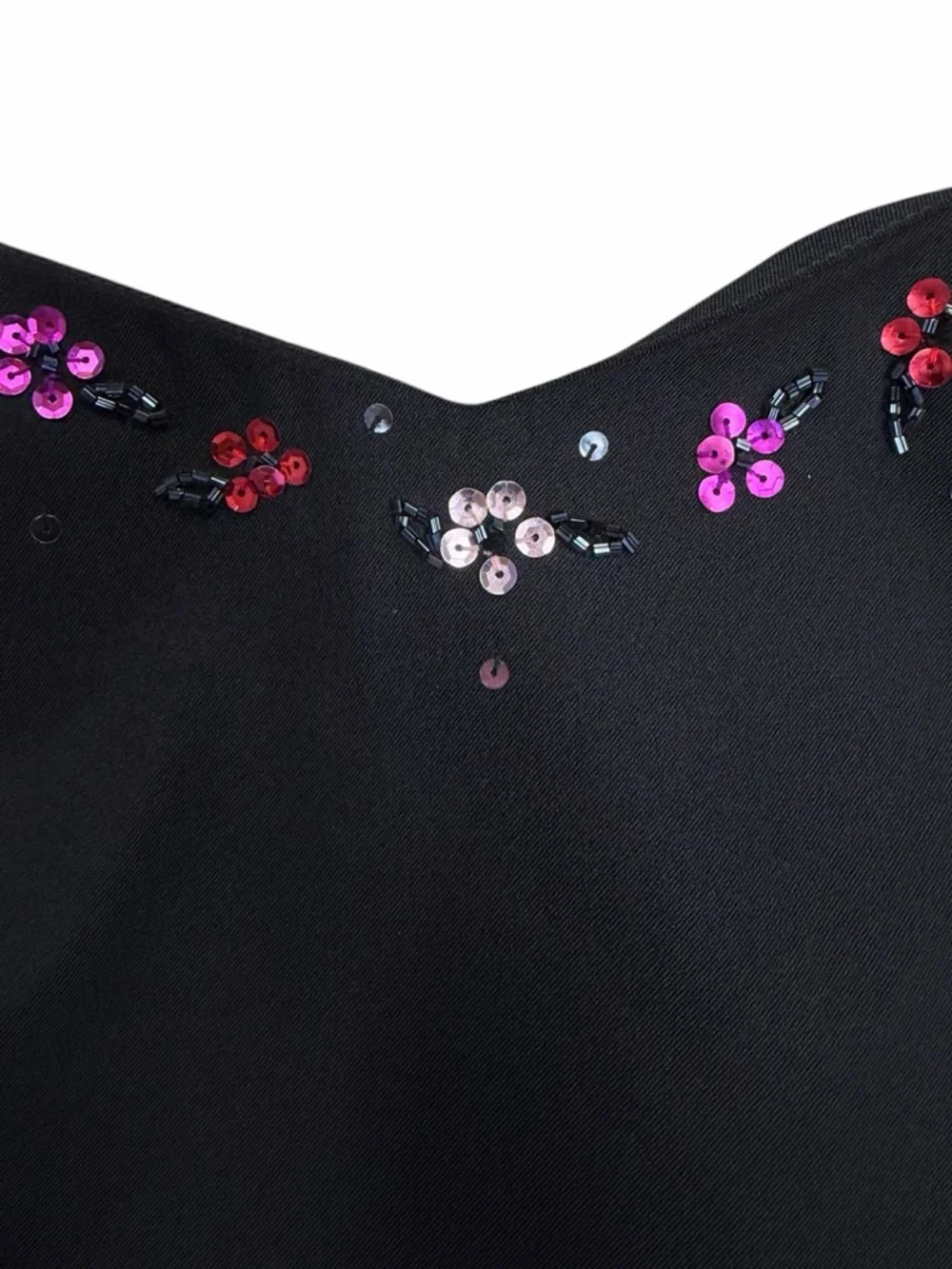 Vintage Laundry by Shelli Segal Black Dress with Pink Floral Sequins - Size 12 - Picture 4 of 6